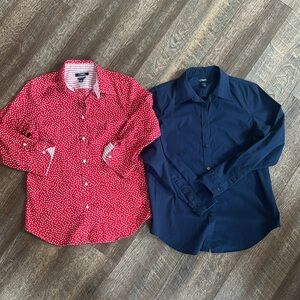 NWOT 2 Chaps Red and Navy Button Down wrinkle free Shirts